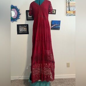 Altar'd State Red Lace Maxi Dress
